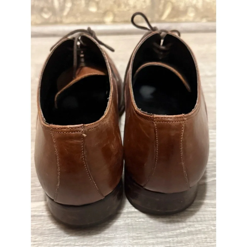 To Boot New York Oxford Mens 11.5 Brown Good Cap Toe Leather Made in Italy